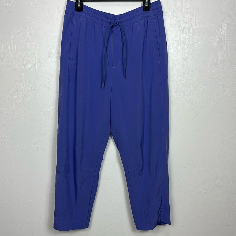 Athleta Arrival Pant Dark Adonis Blue Drawstring Relax Hiking Size 12 - Picture 4 of 12
